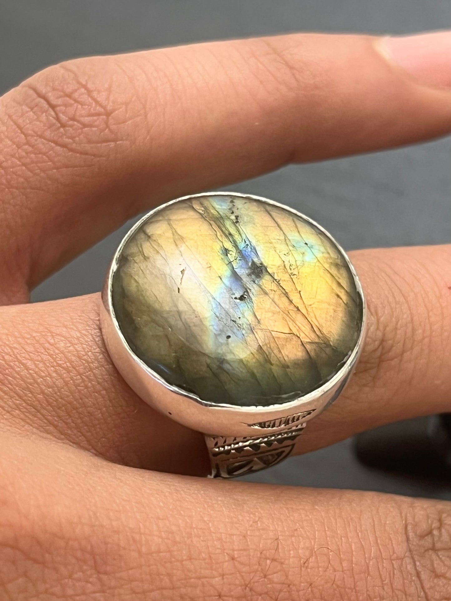 BAGUE ARGENT LABRADORITE