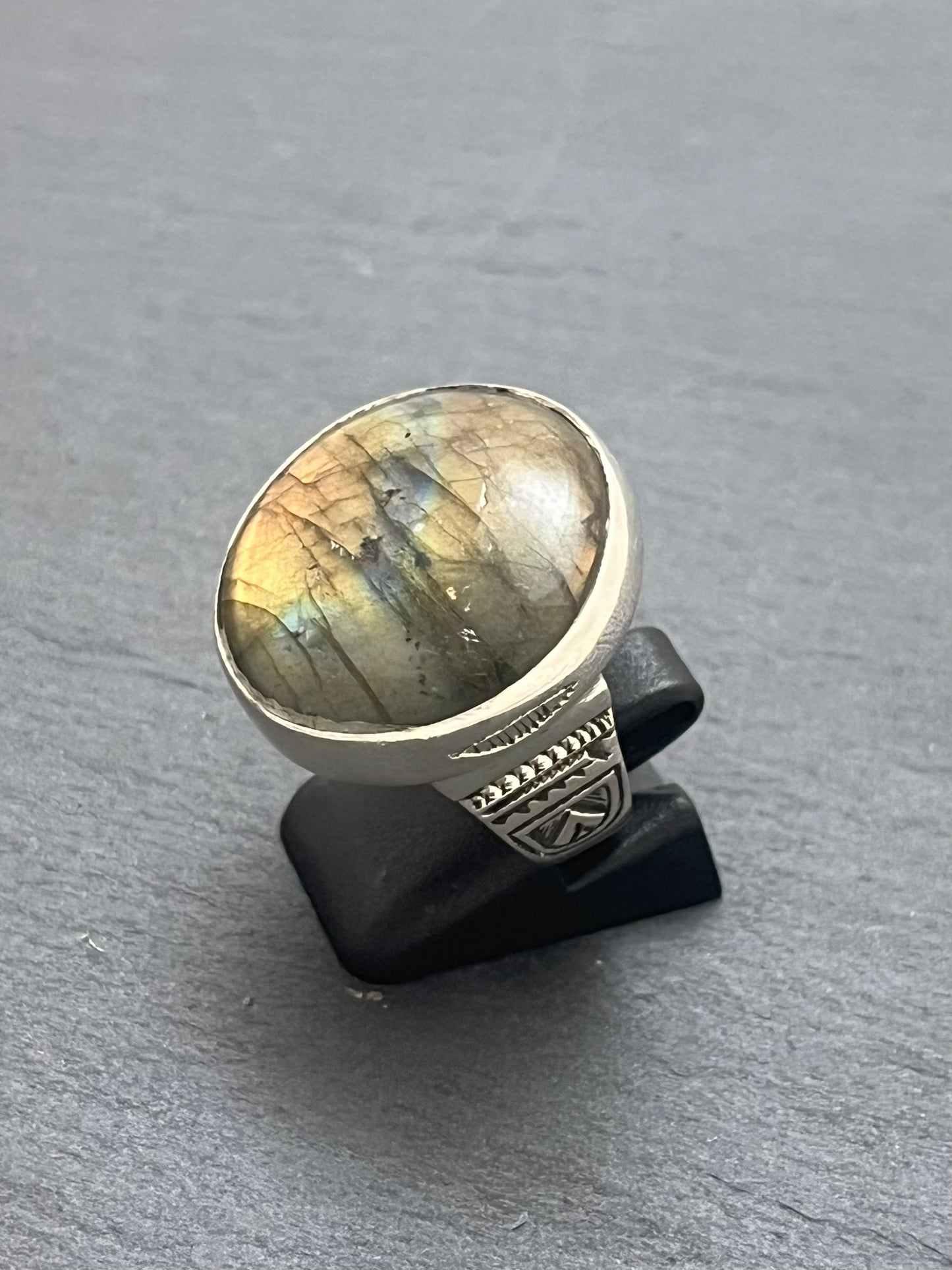 BAGUE ARGENT LABRADORITE