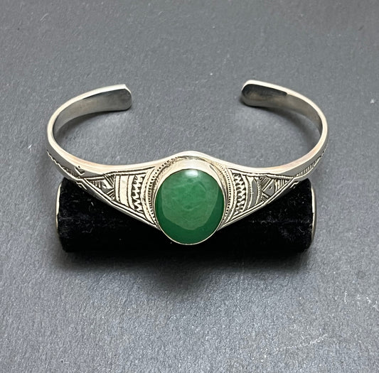 BRACELET ARGENT TOUAREG ONYX VERT