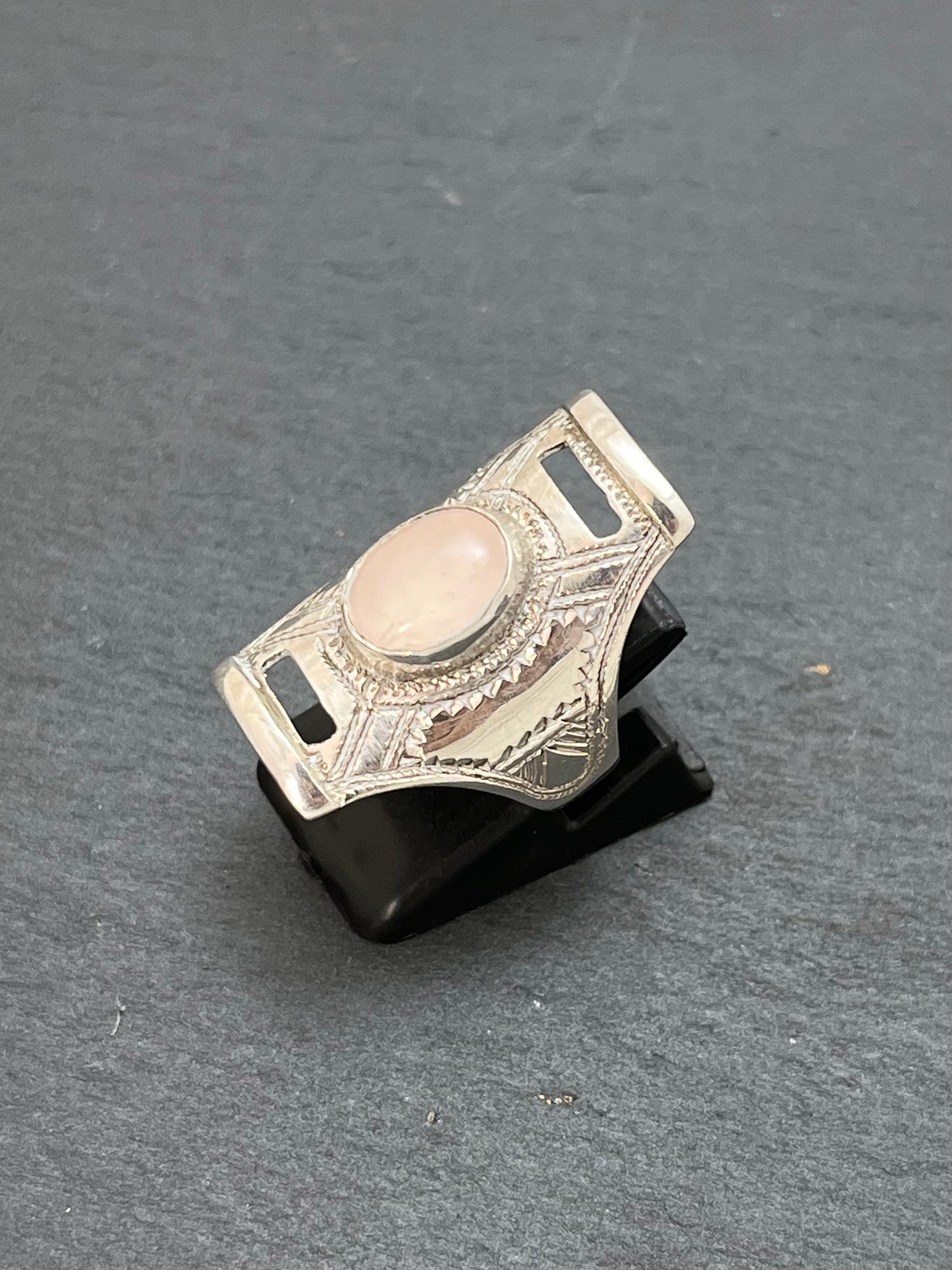 BAGUE ARGENT QUARTZ ROSE