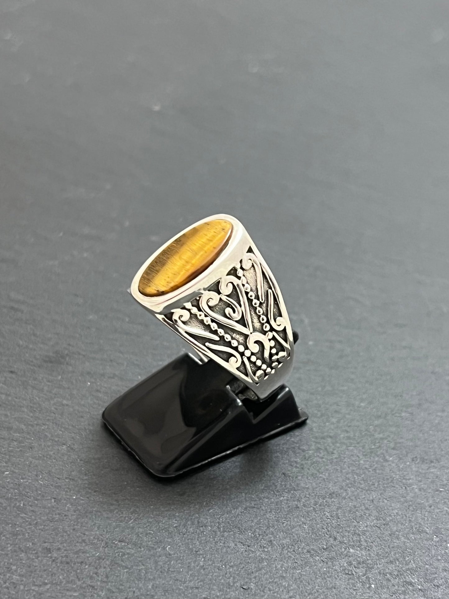 BAGUE ARGENT OEIL-DE-TIGRE