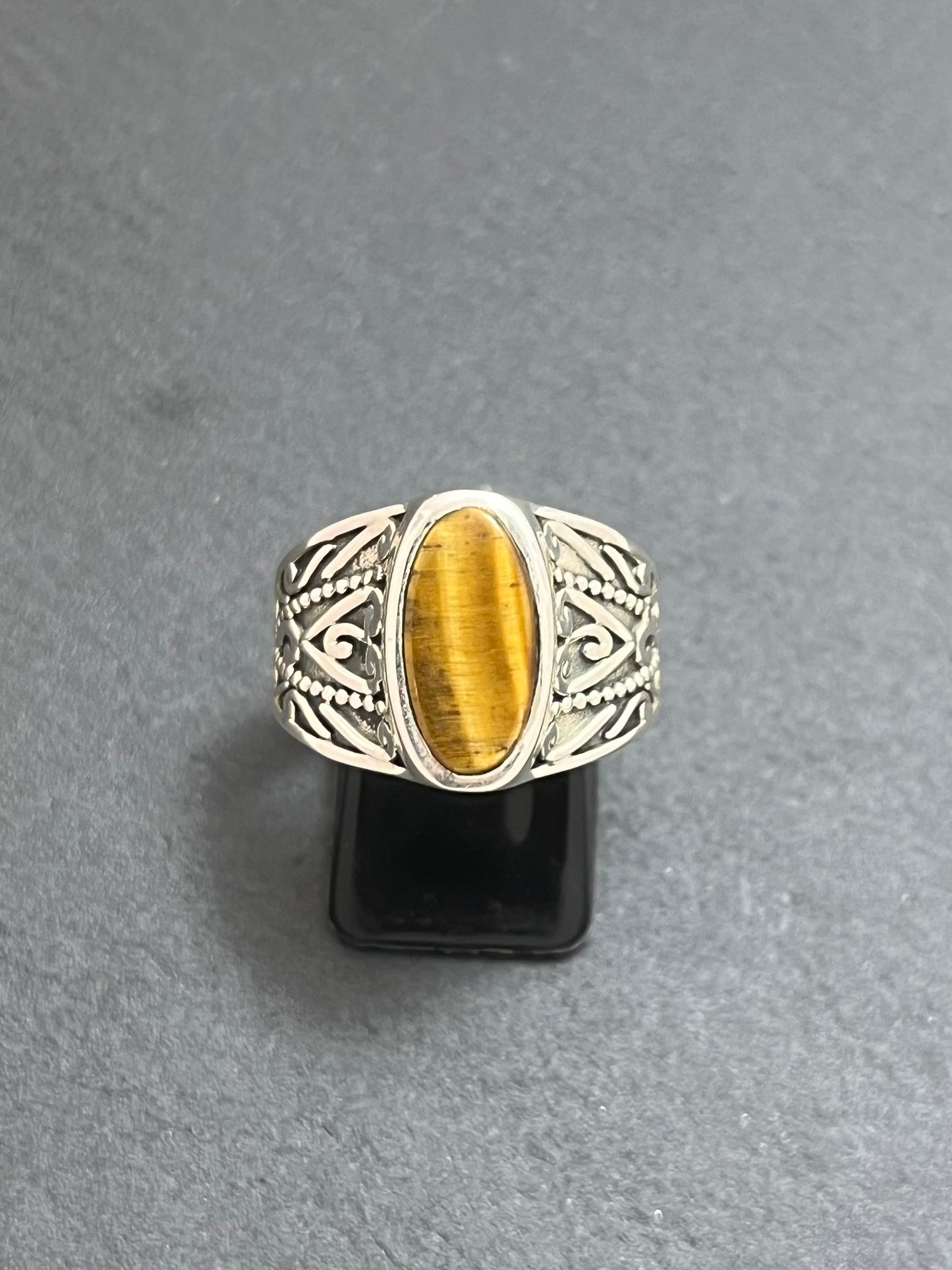 BAGUE ARGENT OEIL-DE-TIGRE