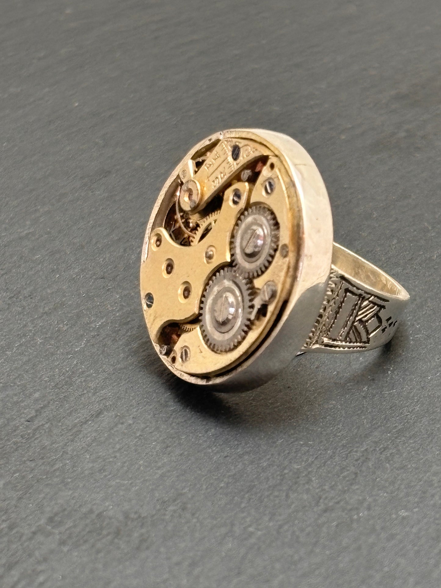 BAGUE ARGENT STEAMPUNK