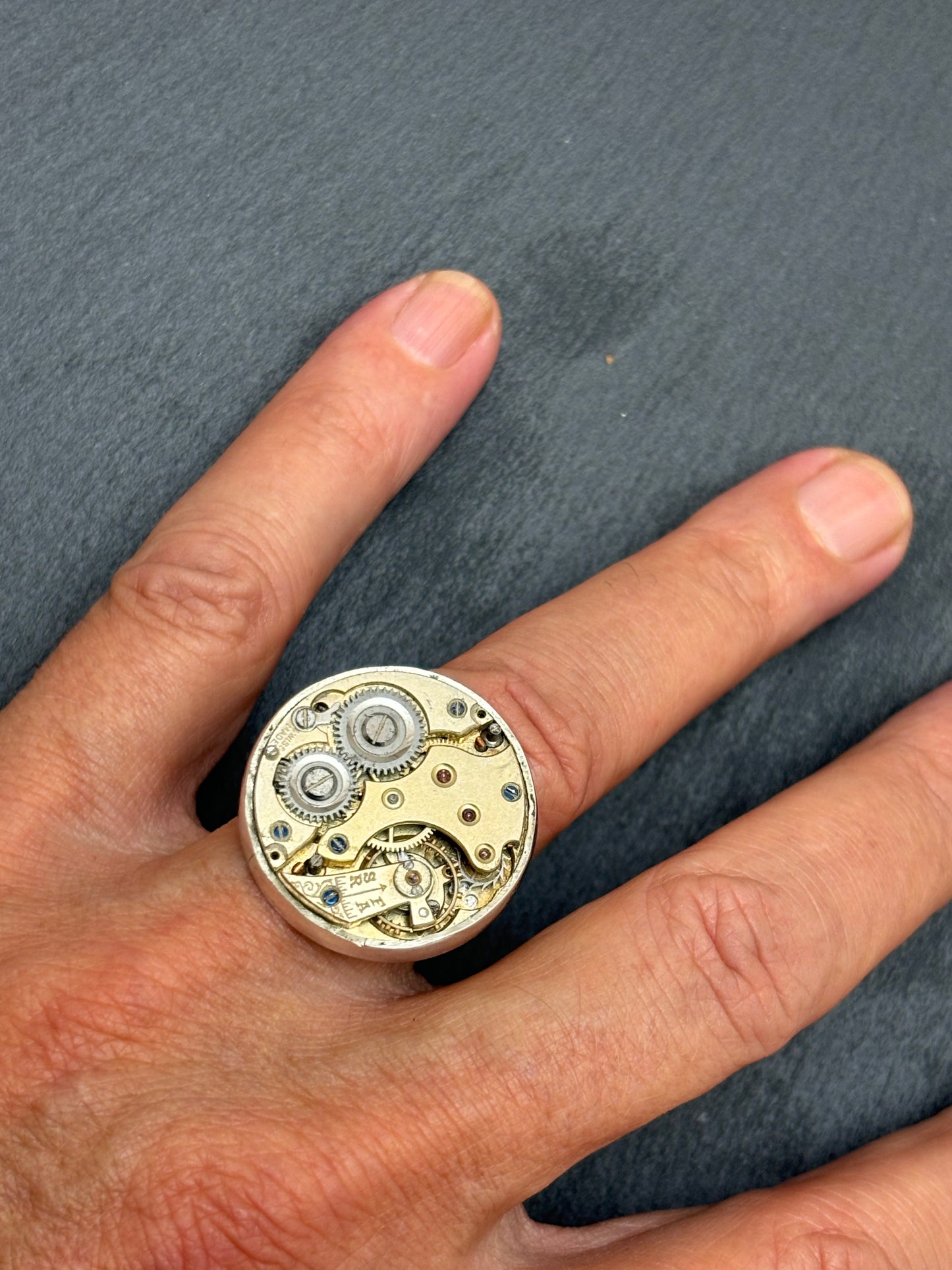 BAGUE ARGENT STEAMPUNK